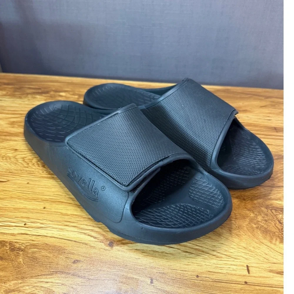 Sovella Men's Black Recovery Adjustable Strap Comfort Slide Sz 11 NWOTS